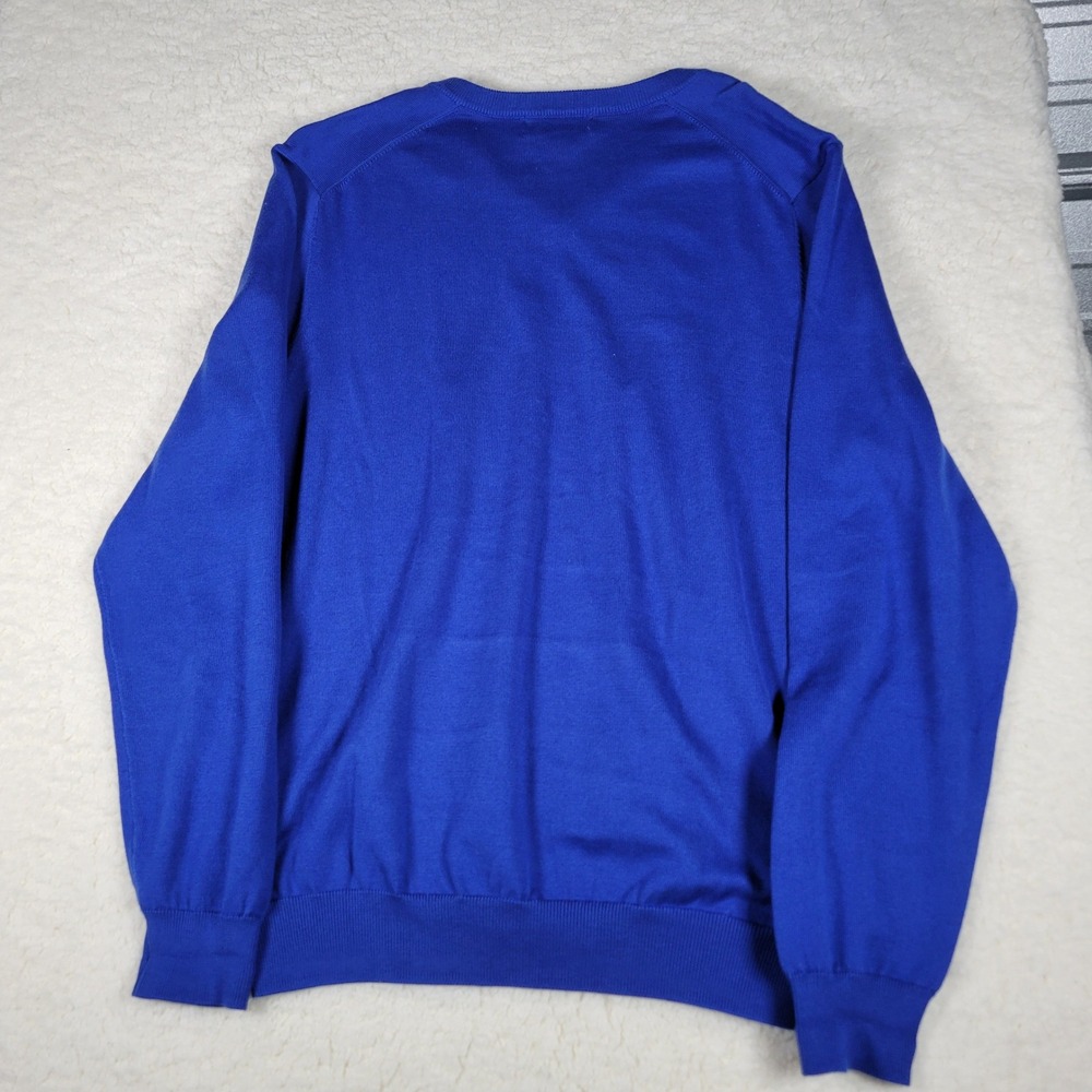 Brooks Brothers Supima Cotton V-Neck Sweater Royal Blue Striped Trim Mens L - Picture 10 of 11